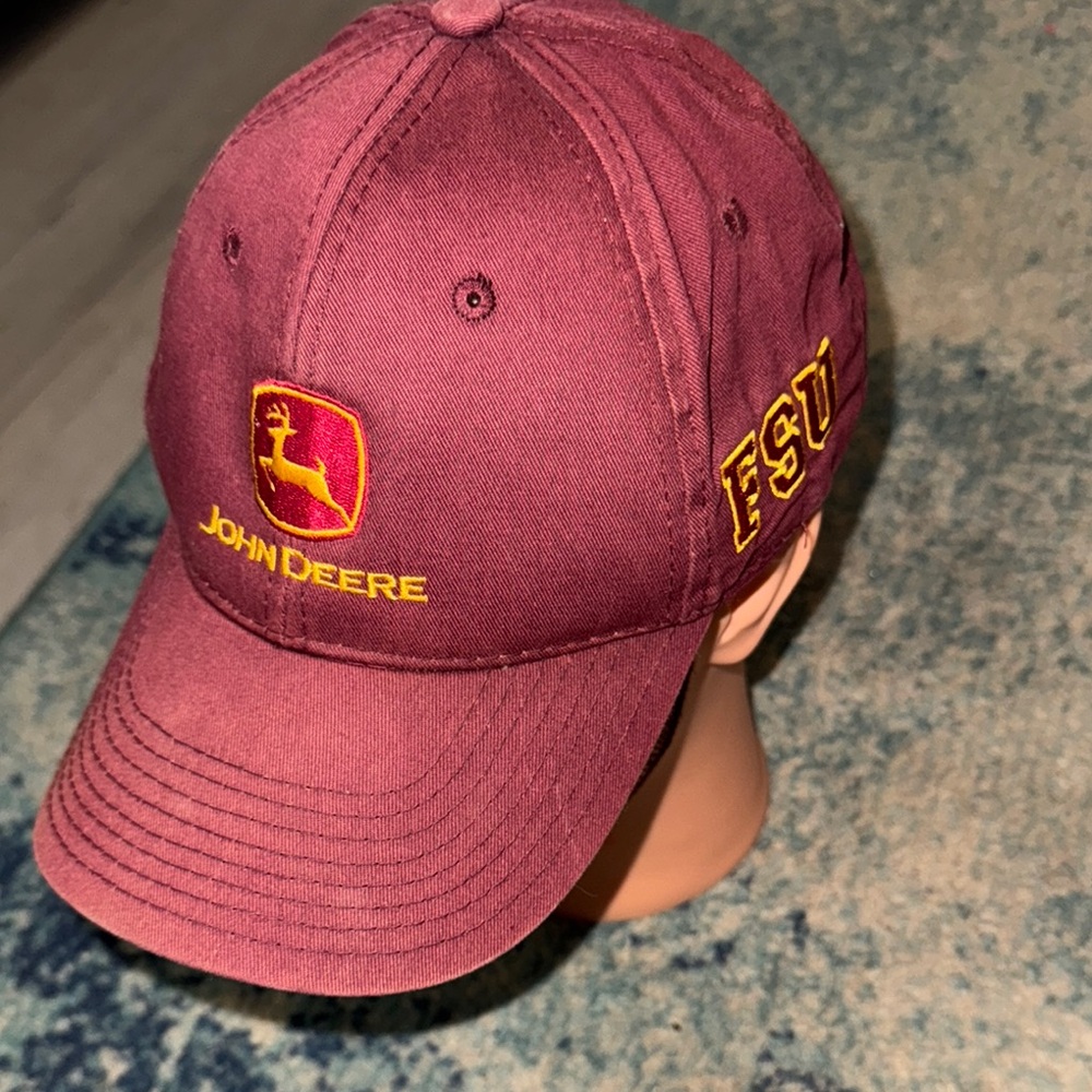 VINTAGE RARE BURGUNDY FLORIDA STATE UNIVERSITY FSU JOHN DEERE HAT B